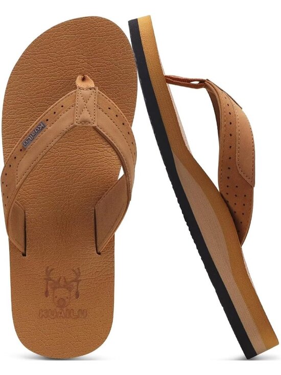 Men\'s Bright Brown Yoga Mat Flip Flops Slip On Indoor Outdoor Sandal Slipper main image 5